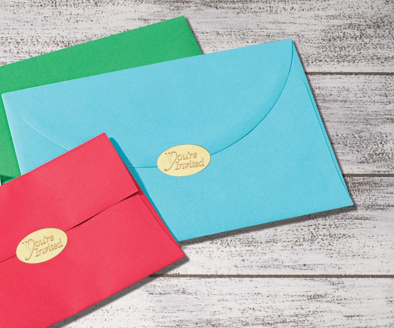 PaperDirect Gold You're Invited Embossed Oval Foil Seals, 30 Count - Image 2